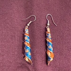 Artisan Blue and Copper Swirl Earrings